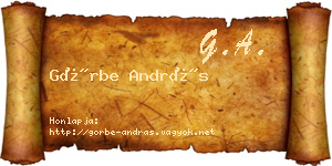 Görbe András névjegykártya