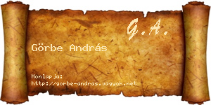 Görbe András névjegykártya